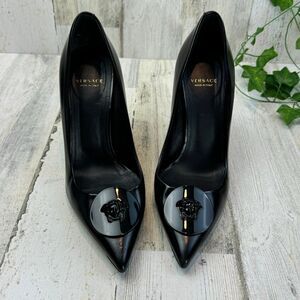 Versace Black Patent Leather Medusa Pumps Size 36